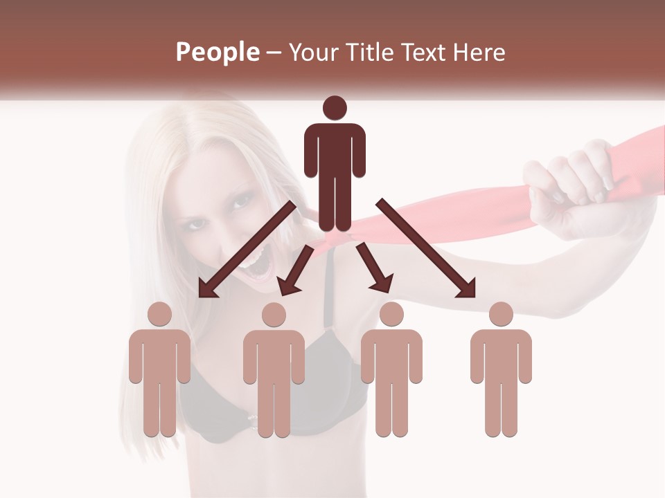 A Woman In A Bikini Is Pulling On A Red Tie PowerPoint Template