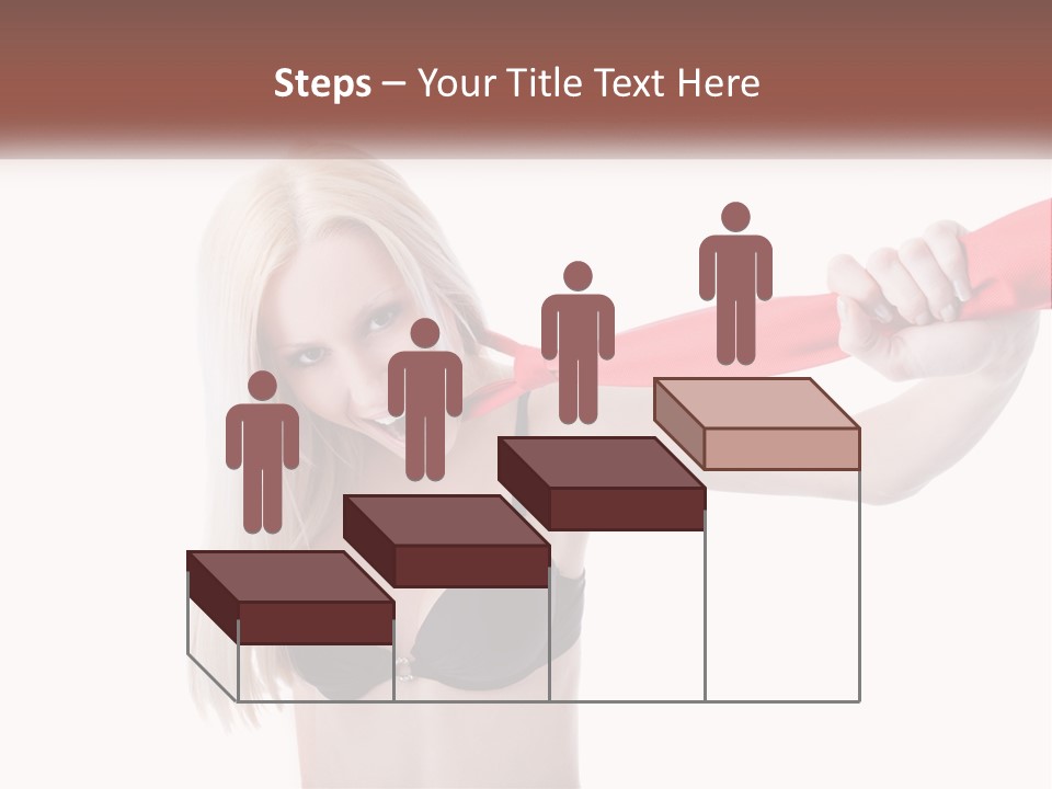 A Woman In A Bikini Is Pulling On A Red Tie PowerPoint Template