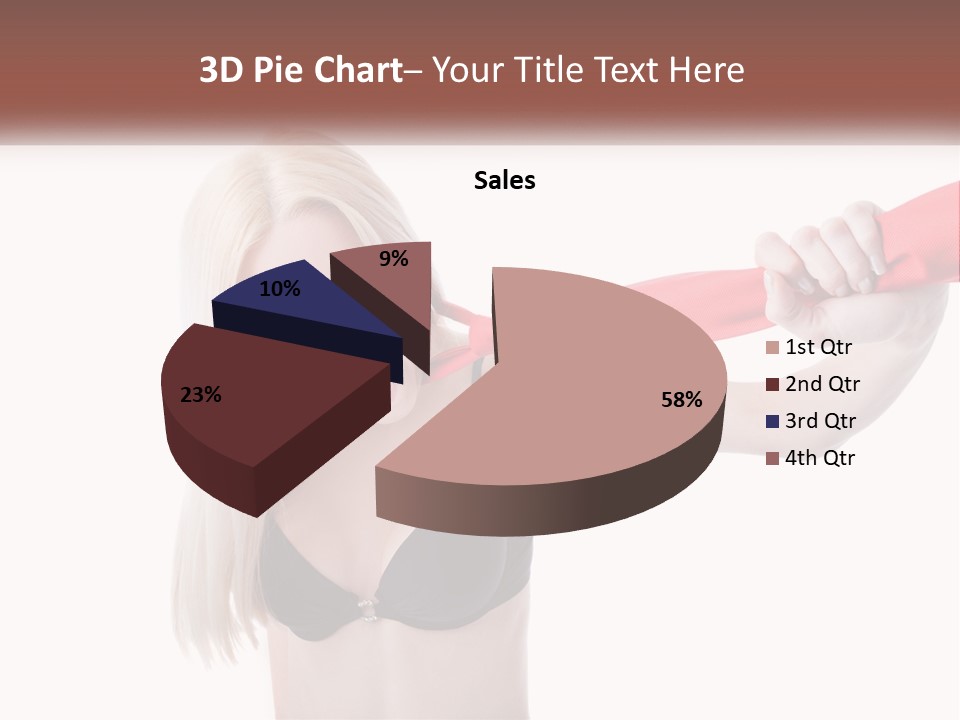 A Woman In A Bikini Is Pulling On A Red Tie PowerPoint Template