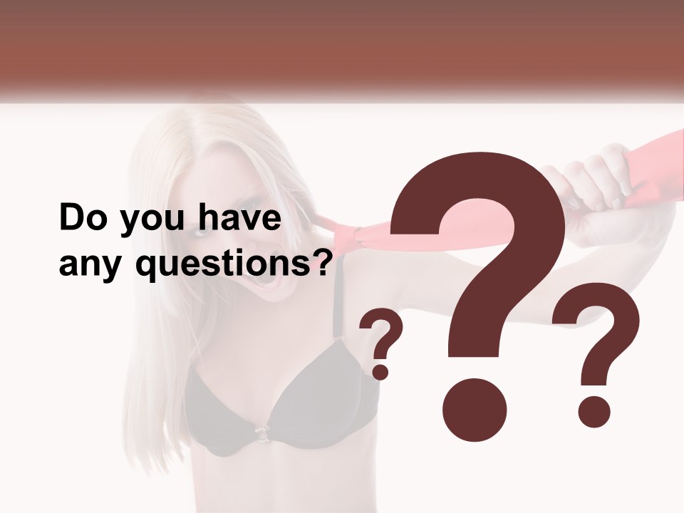 A Woman In A Bikini Is Pulling On A Red Tie PowerPoint Template