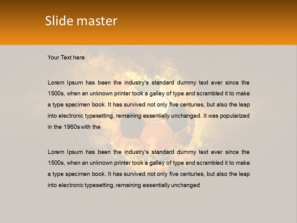 A Soccer Ball On Fire With A Black Background PowerPoint Template