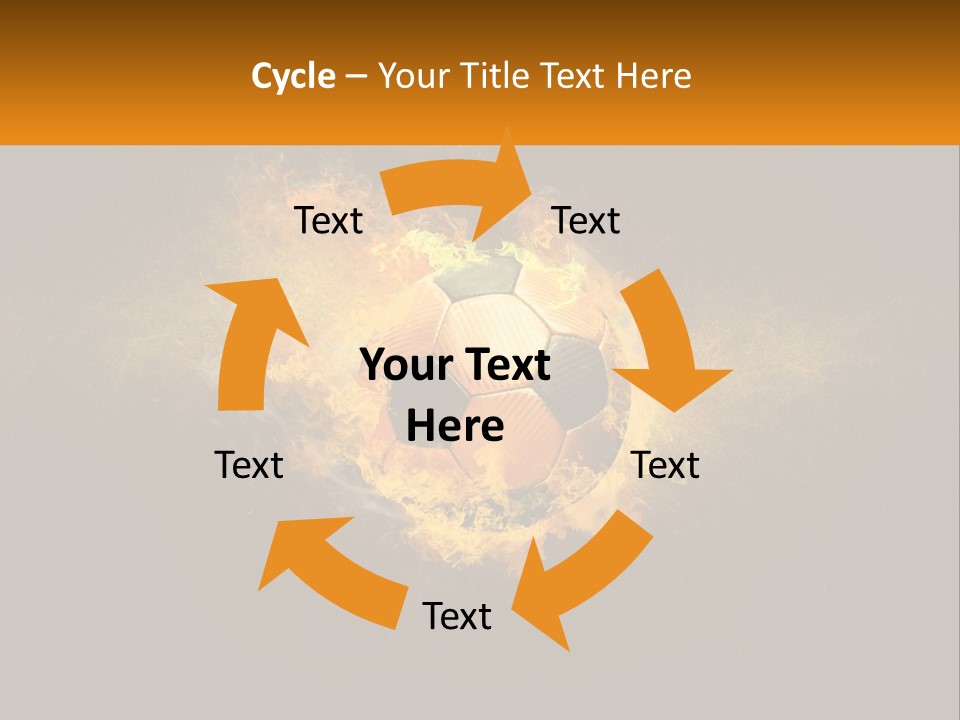 A Soccer Ball On Fire With A Black Background PowerPoint Template