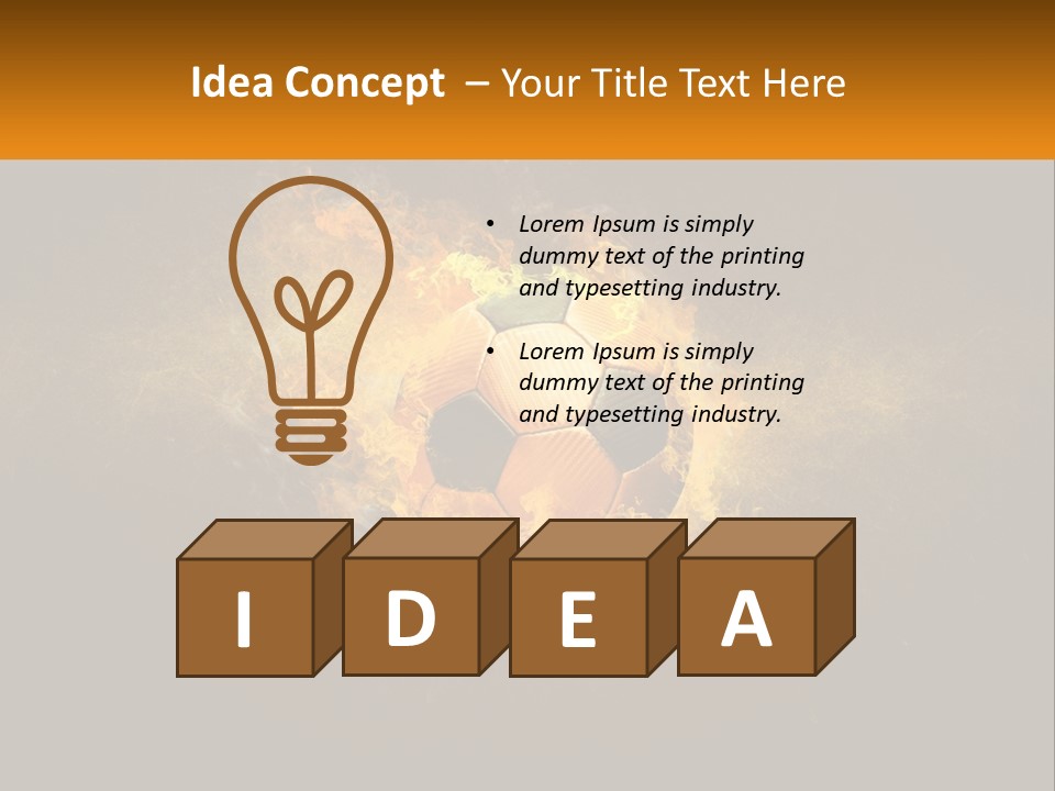 A Soccer Ball On Fire With A Black Background PowerPoint Template