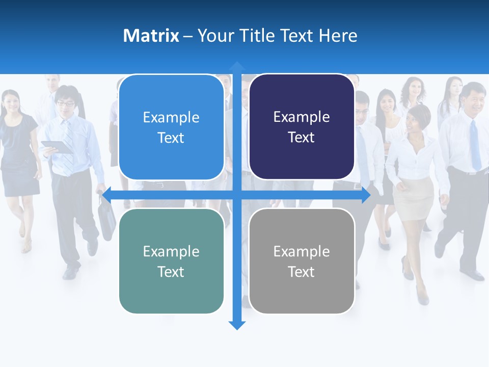 A Group Of Business People Walking Down A Street PowerPoint Template