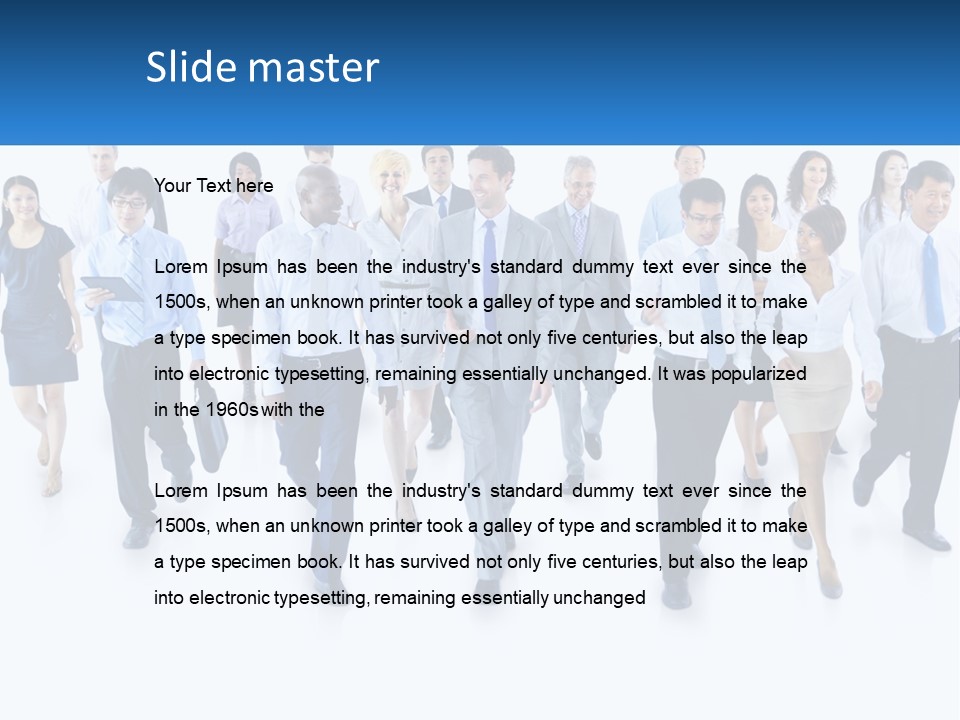 A Group Of Business People Walking Down A Street PowerPoint Template