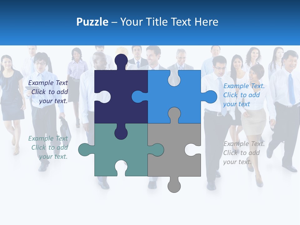 A Group Of Business People Walking Down A Street PowerPoint Template