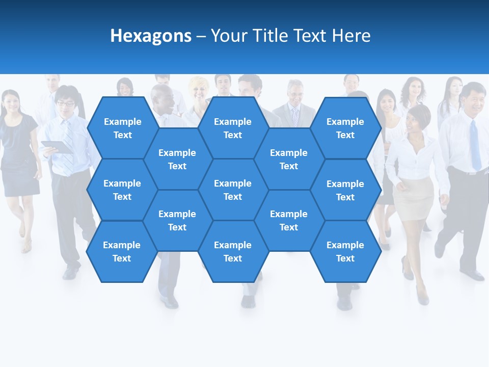 A Group Of Business People Walking Down A Street PowerPoint Template