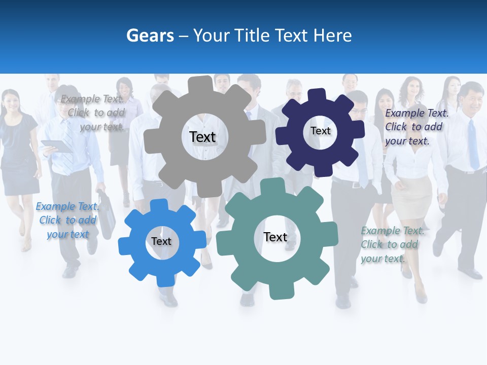 A Group Of Business People Walking Down A Street PowerPoint Template