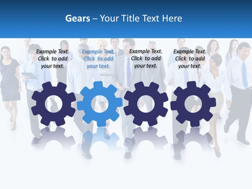 A Group Of Business People Walking Down A Street PowerPoint Template