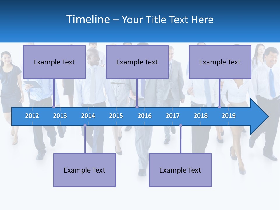 A Group Of Business People Walking Down A Street PowerPoint Template