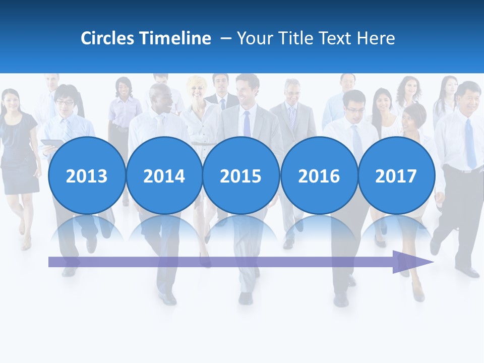 A Group Of Business People Walking Down A Street PowerPoint Template