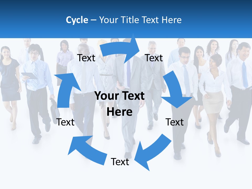 A Group Of Business People Walking Down A Street PowerPoint Template