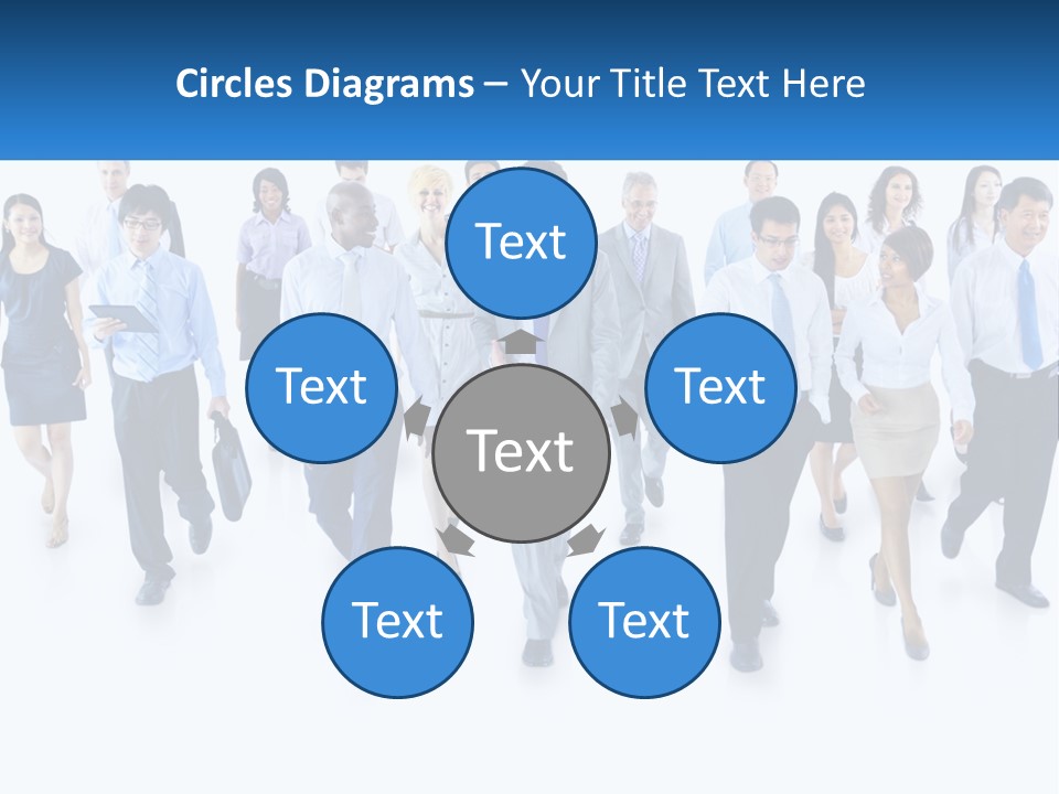 A Group Of Business People Walking Down A Street PowerPoint Template