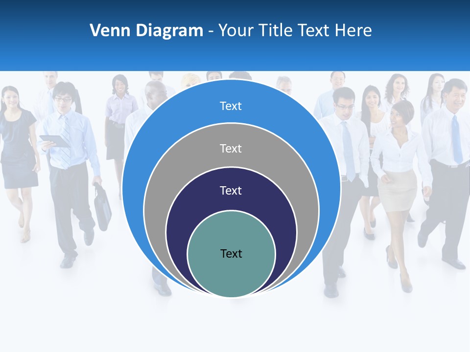A Group Of Business People Walking Down A Street PowerPoint Template