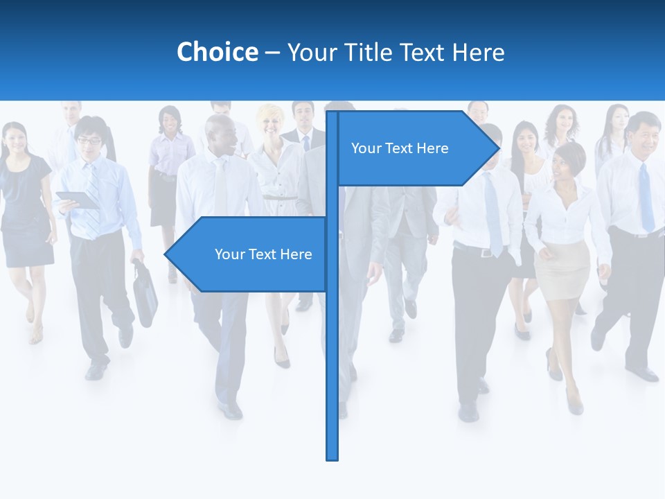 A Group Of Business People Walking Down A Street PowerPoint Template