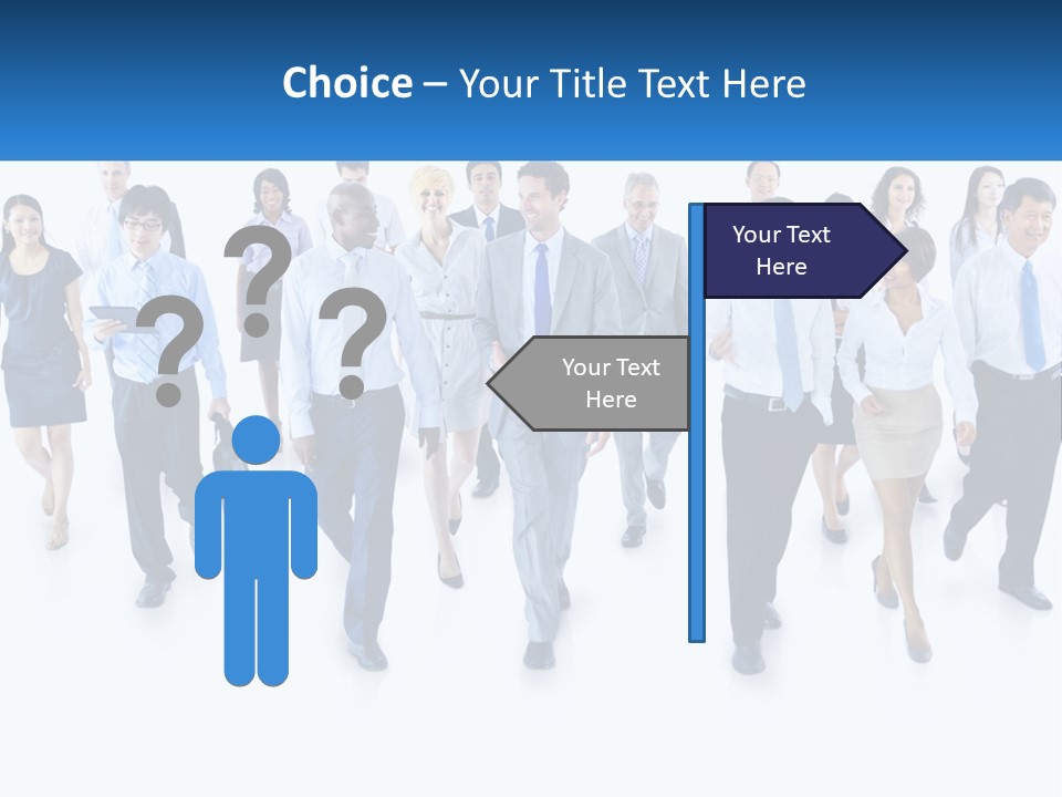 A Group Of Business People Walking Down A Street PowerPoint Template