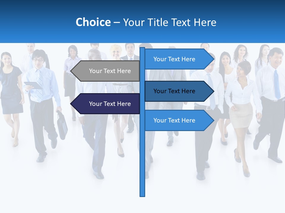 A Group Of Business People Walking Down A Street PowerPoint Template