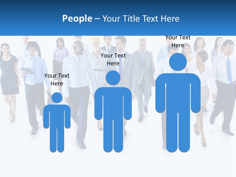 A Group Of Business People Walking Down A Street PowerPoint Template