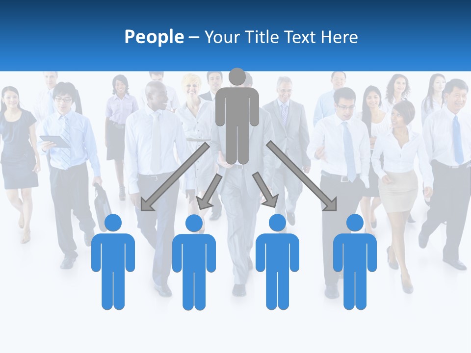 A Group Of Business People Walking Down A Street PowerPoint Template