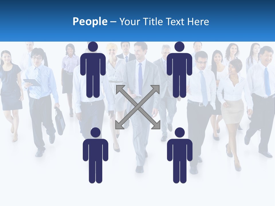 A Group Of Business People Walking Down A Street PowerPoint Template