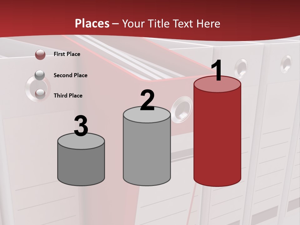 A Red Binder Is Next To A Row Of White Binders PowerPoint Template