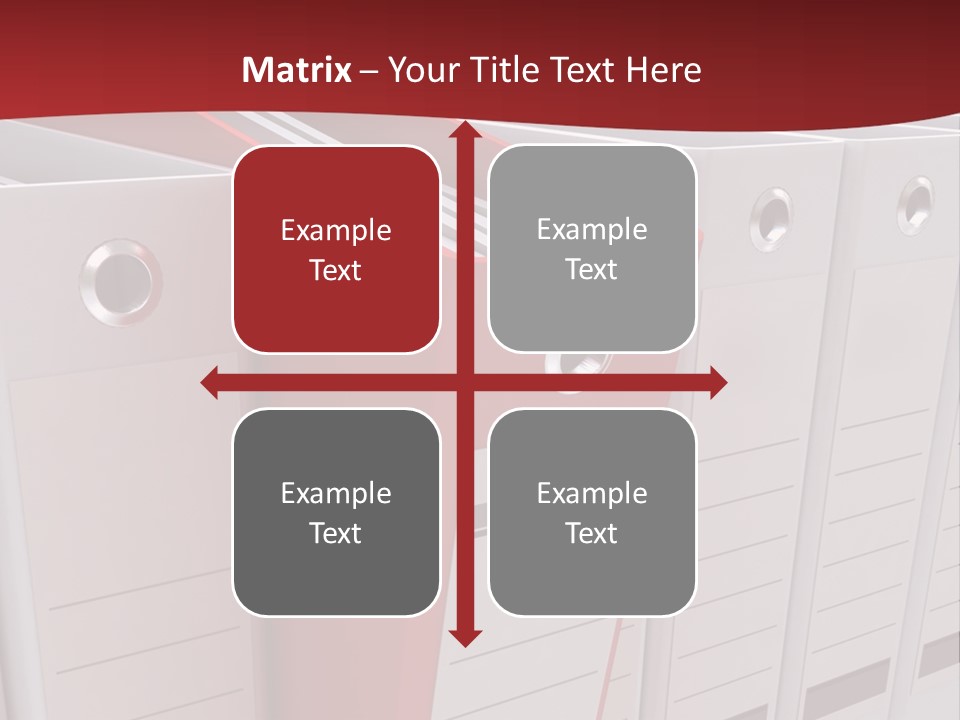 A Red Binder Is Next To A Row Of White Binders PowerPoint Template