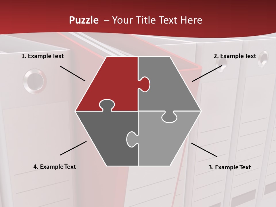 A Red Binder Is Next To A Row Of White Binders PowerPoint Template