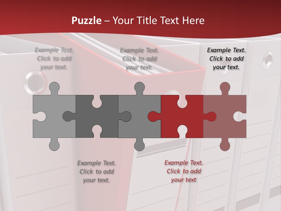 A Red Binder Is Next To A Row Of White Binders PowerPoint Template