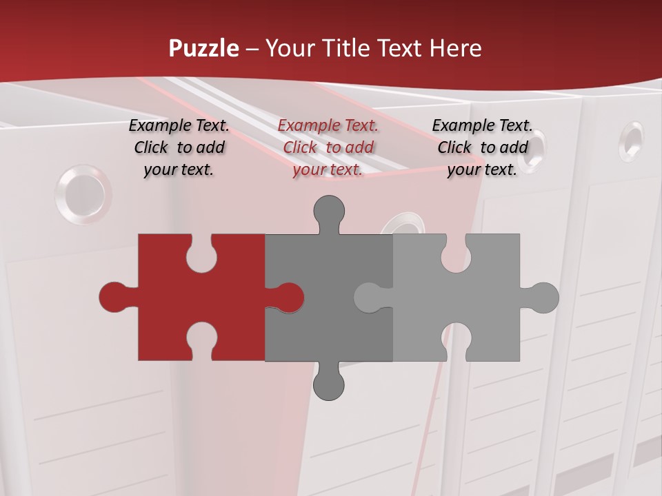 A Red Binder Is Next To A Row Of White Binders PowerPoint Template