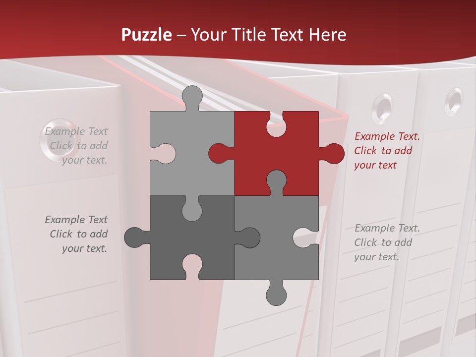 A Red Binder Is Next To A Row Of White Binders PowerPoint Template