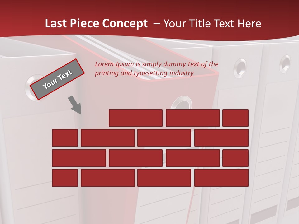 A Red Binder Is Next To A Row Of White Binders PowerPoint Template