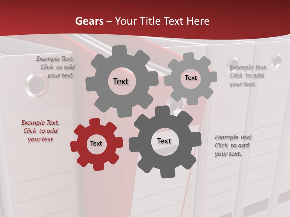 A Red Binder Is Next To A Row Of White Binders PowerPoint Template