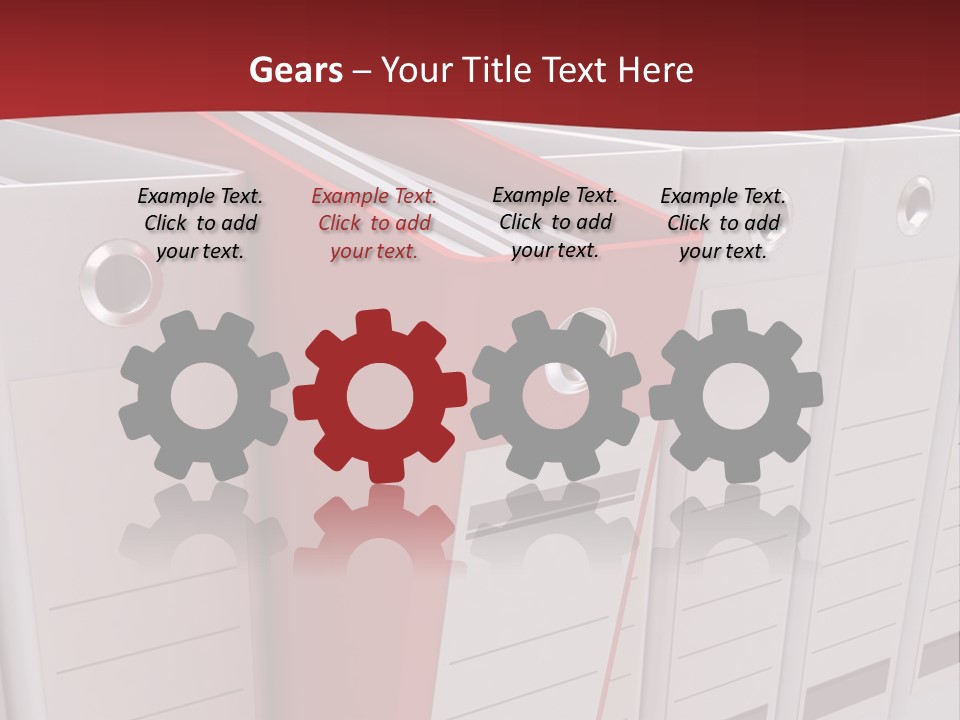 A Red Binder Is Next To A Row Of White Binders PowerPoint Template