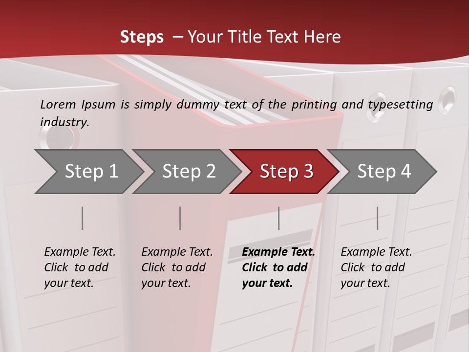 A Red Binder Is Next To A Row Of White Binders PowerPoint Template