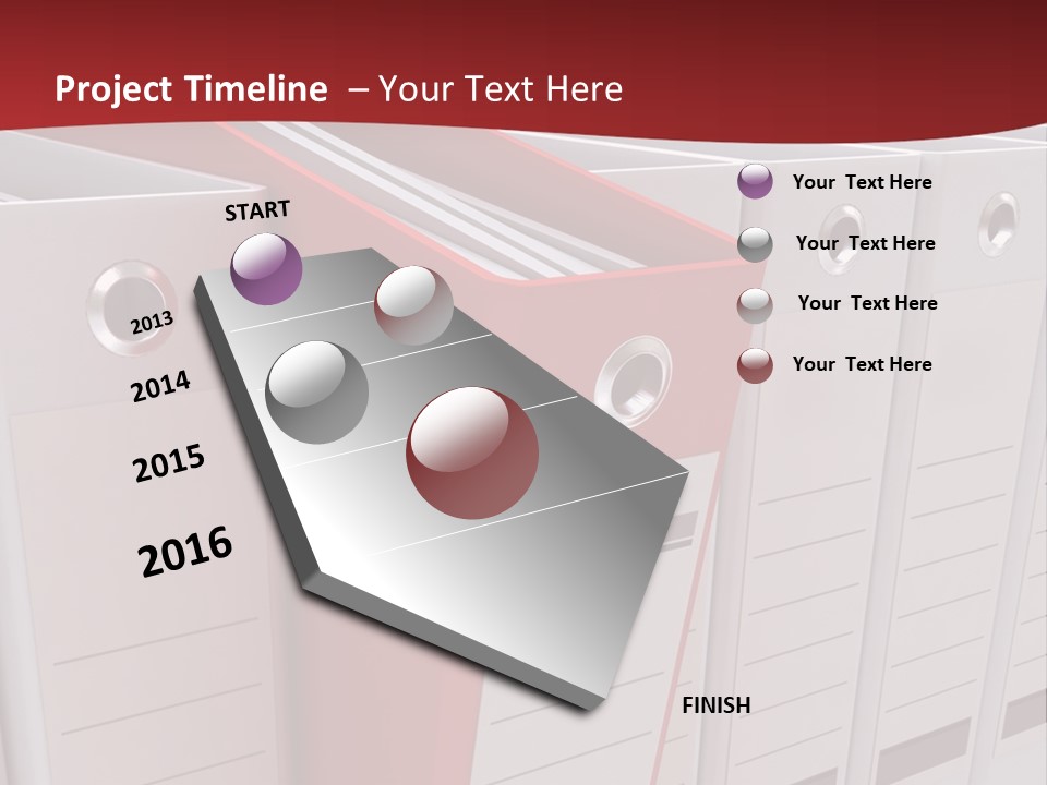 A Red Binder Is Next To A Row Of White Binders PowerPoint Template