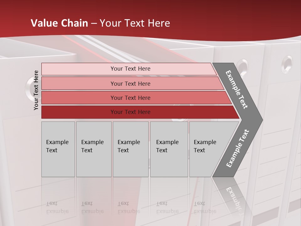 A Red Binder Is Next To A Row Of White Binders PowerPoint Template