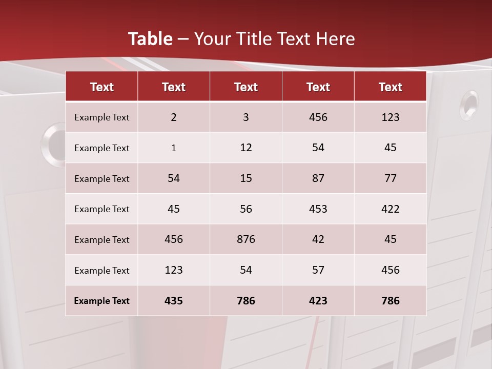 A Red Binder Is Next To A Row Of White Binders PowerPoint Template