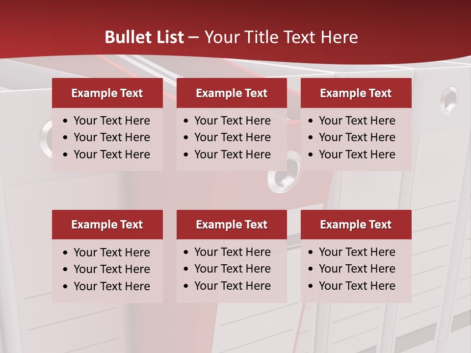 A Red Binder Is Next To A Row Of White Binders PowerPoint Template