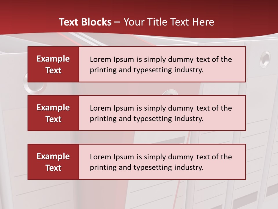 A Red Binder Is Next To A Row Of White Binders PowerPoint Template