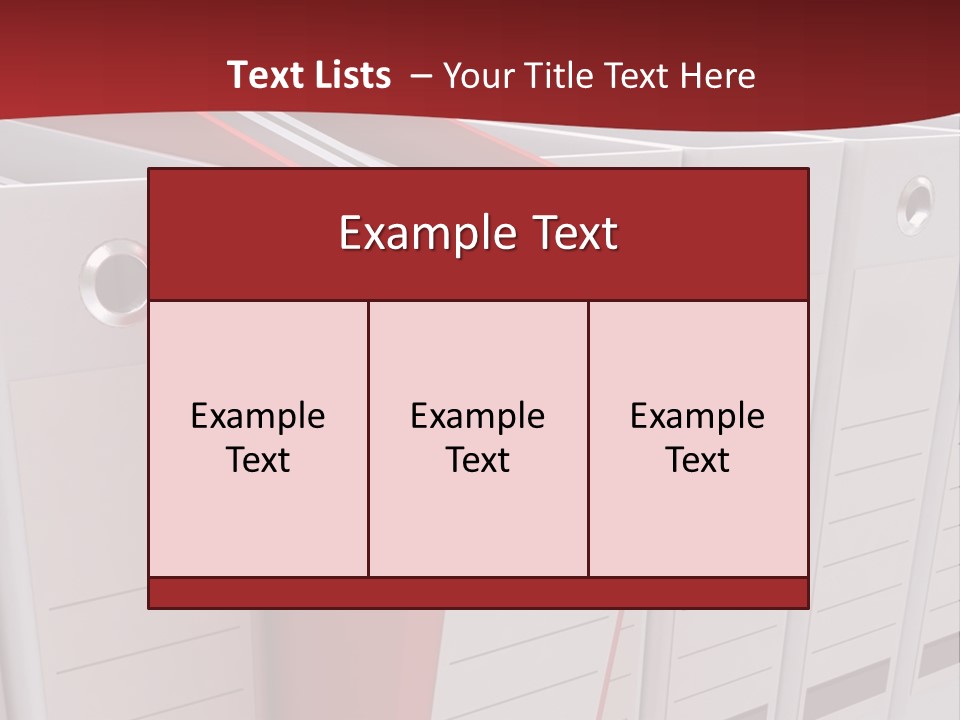 A Red Binder Is Next To A Row Of White Binders PowerPoint Template