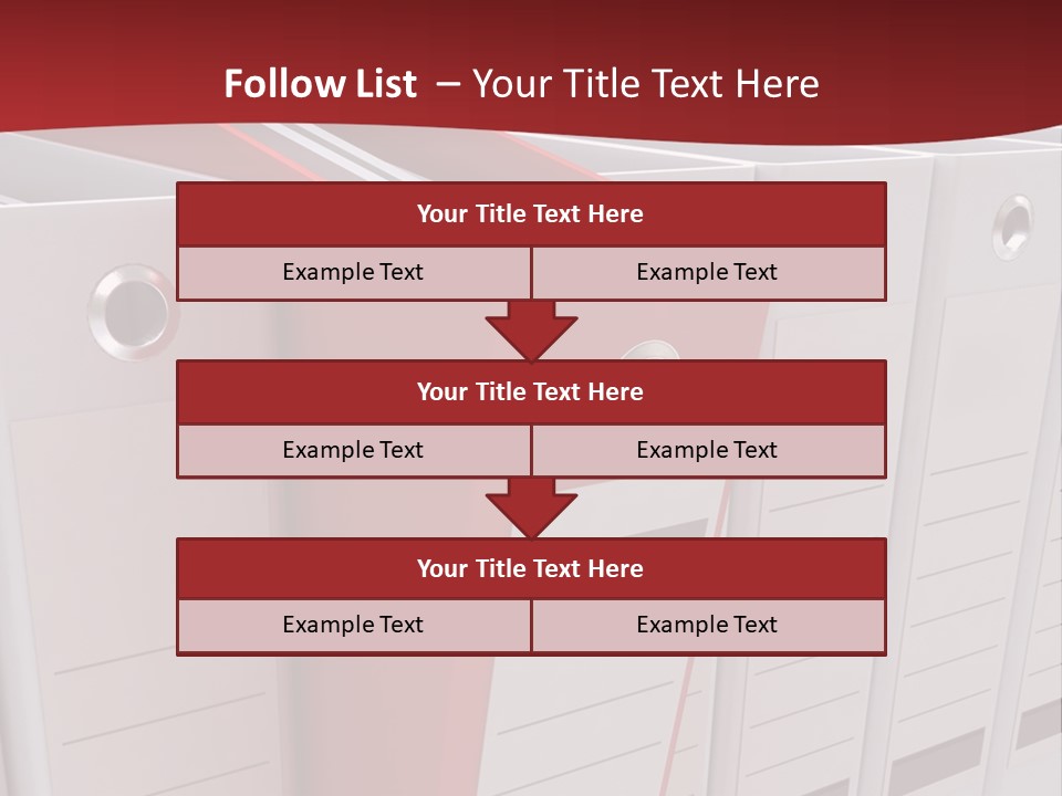 A Red Binder Is Next To A Row Of White Binders PowerPoint Template