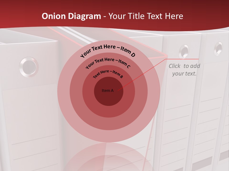 A Red Binder Is Next To A Row Of White Binders PowerPoint Template