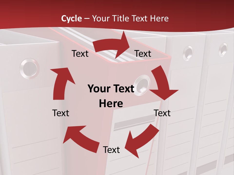 A Red Binder Is Next To A Row Of White Binders PowerPoint Template