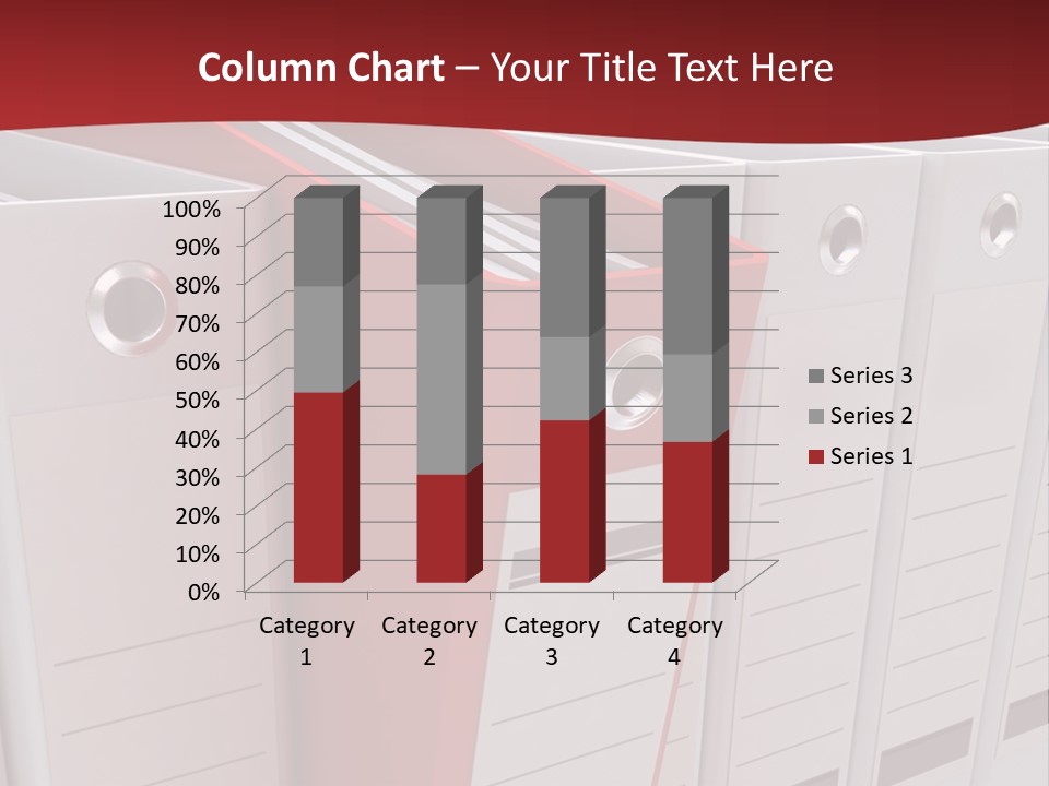 A Red Binder Is Next To A Row Of White Binders PowerPoint Template