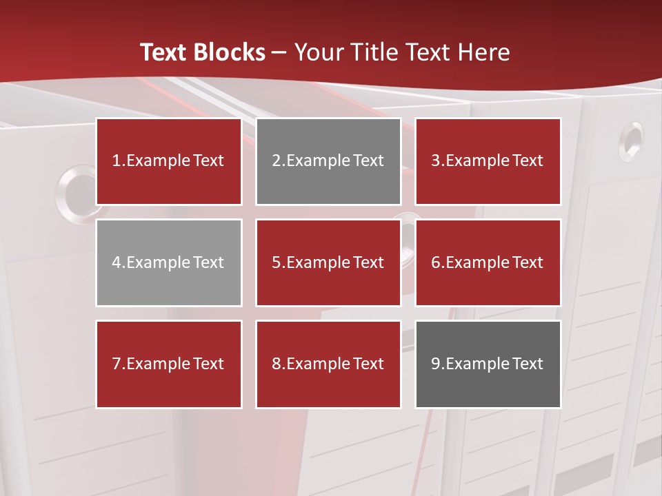 A Red Binder Is Next To A Row Of White Binders PowerPoint Template