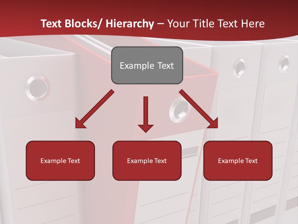 A Red Binder Is Next To A Row Of White Binders PowerPoint Template