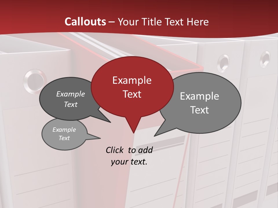 A Red Binder Is Next To A Row Of White Binders PowerPoint Template