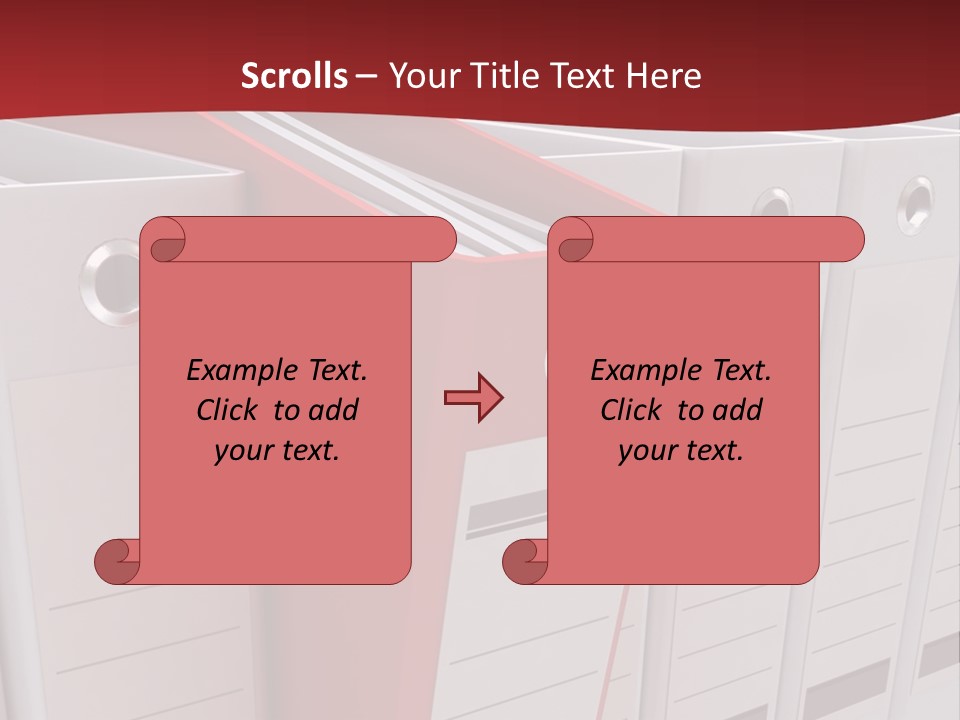 A Red Binder Is Next To A Row Of White Binders PowerPoint Template
