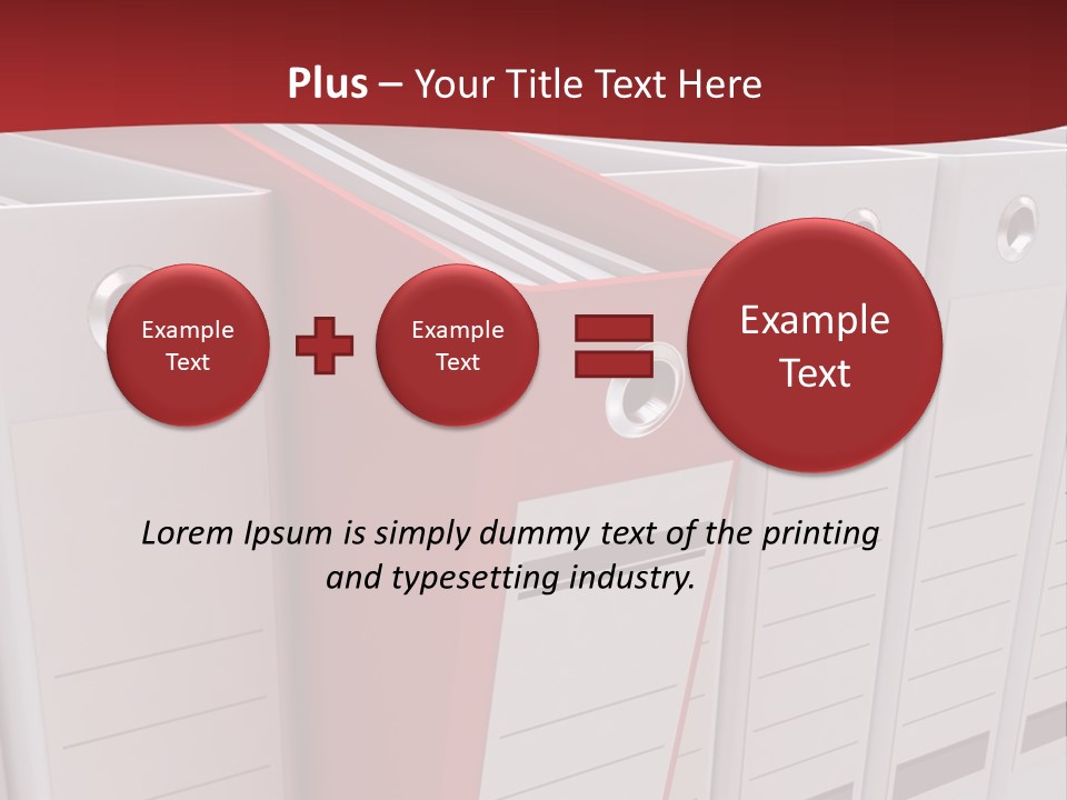 A Red Binder Is Next To A Row Of White Binders PowerPoint Template