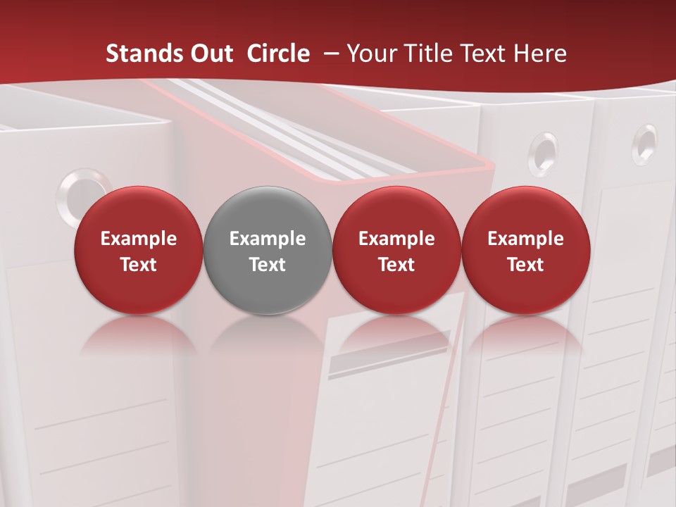 A Red Binder Is Next To A Row Of White Binders PowerPoint Template